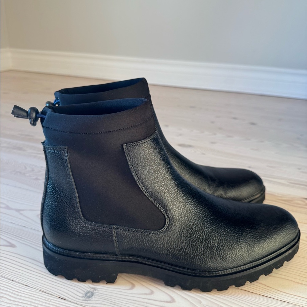 Kenneth Cole Men Black Leather Ankle Boots Size 10
